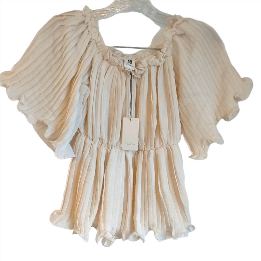 Flawless S Cream Ruffled Blouse